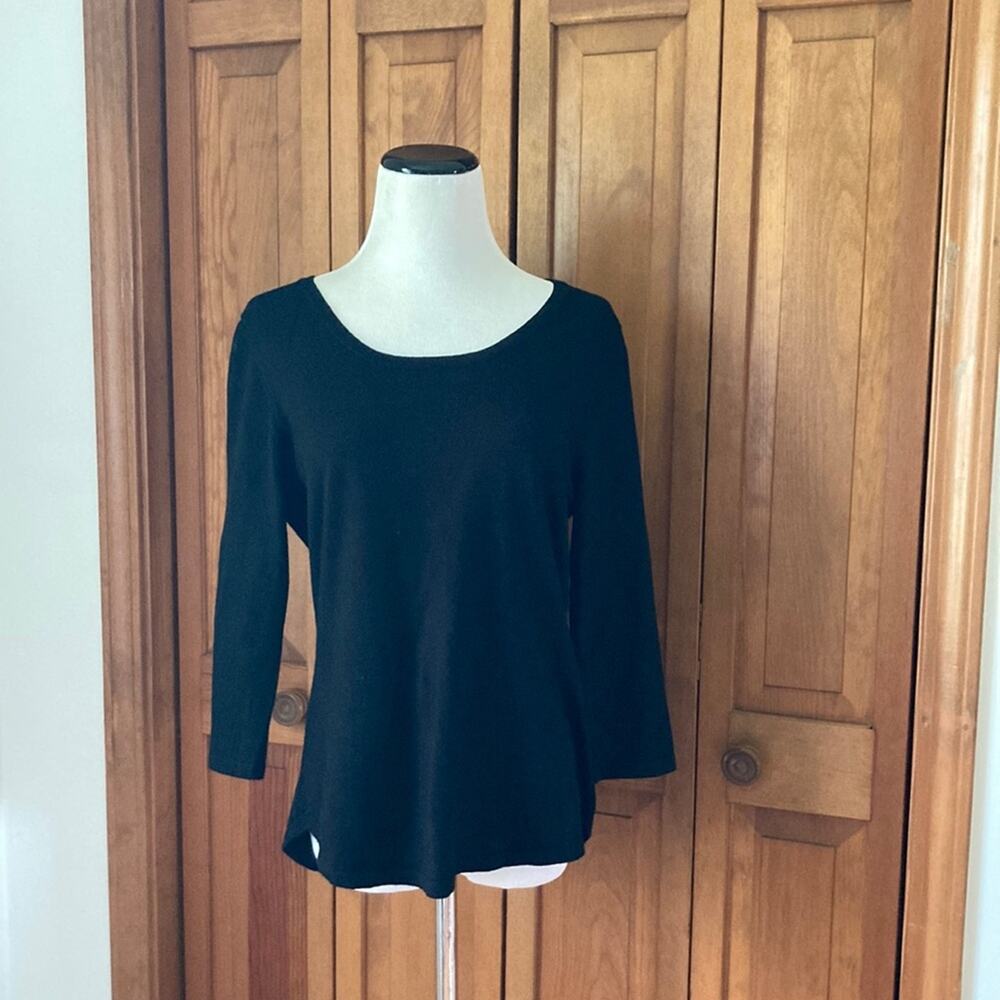 Kim Rogers Black Scoop Neck Pullover Sweater, Size M